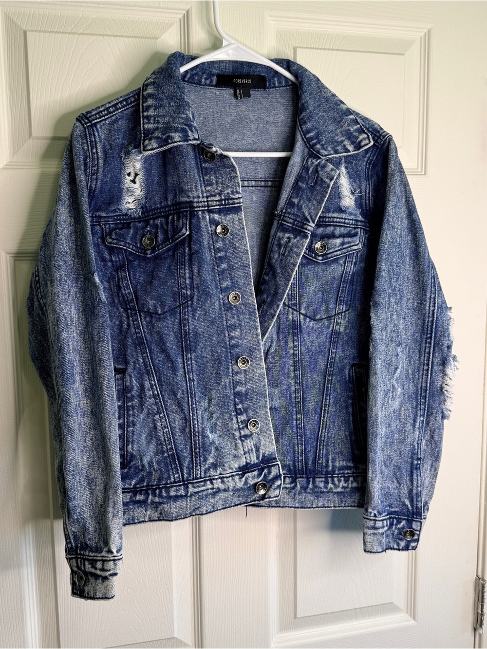Custom Denim Jacket With Pearls And Inspirational Quote - Picture 2 of 6